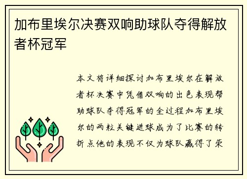 加布里埃尔决赛双响助球队夺得解放者杯冠军